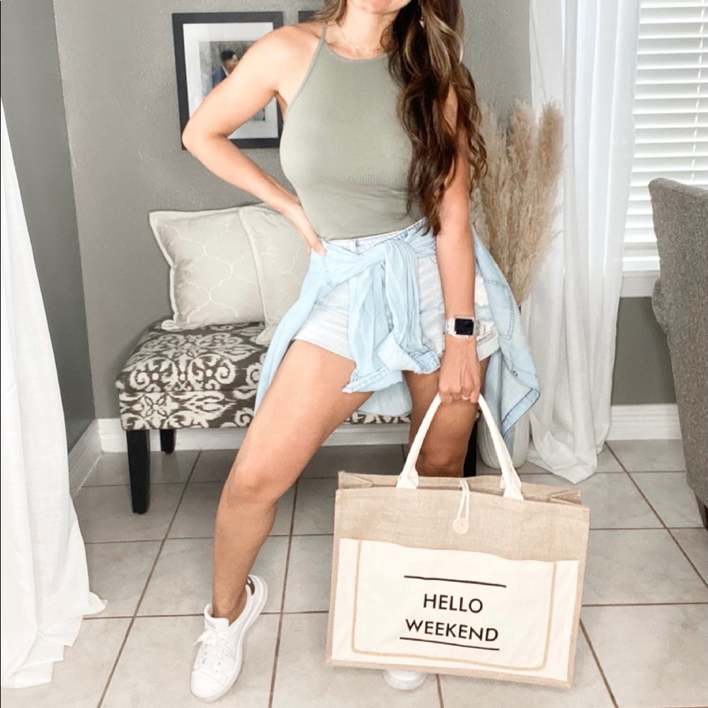 New Olive Green Ribbed Racer Back Top